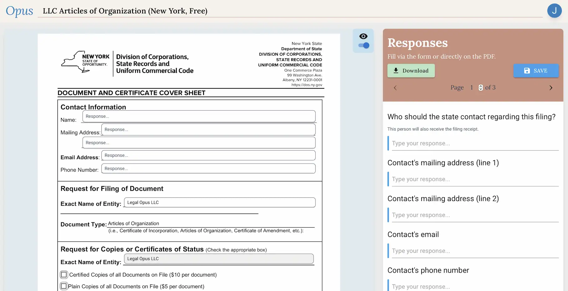 Split-view interface demo showing live document preview with real-time editing