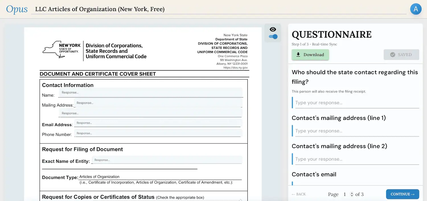 Split-view interface demo showing live document preview with real-time editing