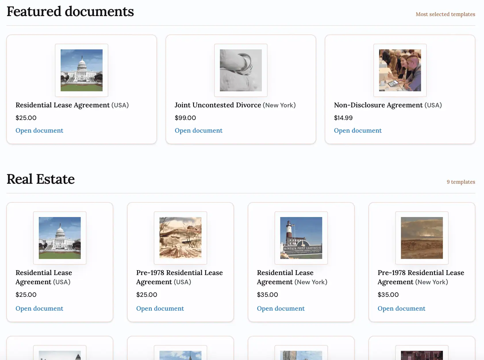 Catalog of business, real estate, and personal documents